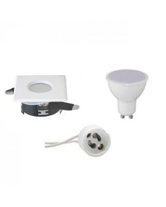 LED Spot Set - GU10 Fitting - Waterdicht IP65 - Inbouw Vierkant - Mat Wit - 4W - Natuurlijk Wit 4200K - 82mm