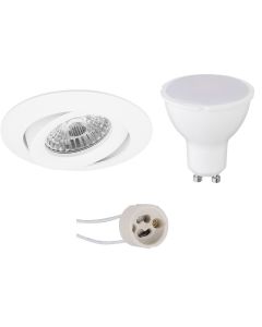 LED Spot Set - Pragmi Uranio Pro - GU10 Fitting - Inbouw Rond - Mat Wit - 4W - Warm Wit 3000K - Kantelbaar - Ø82mm