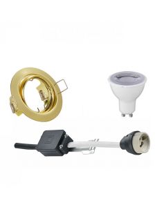 LED Spot Set - Trion - GU10 Fitting - Dimbaar - Inbouw Rond - Mat Goud - 6W - Natuurlijk Wit 4200K - Kantelbaar Ø83mm