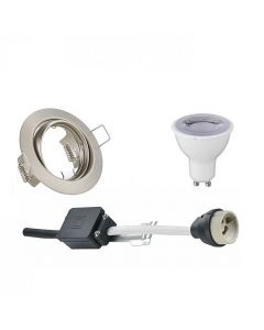 LED Spot Set - Trion - GU10 Fitting - Dimbaar - Inbouw Rond - Mat Nikkel - 6W - Natuurlijk Wit 4200K - Kantelbaar Ø83mm