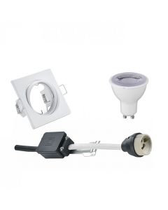 LED Spot Set - Trion - GU10 Fitting - Dimbaar - Inbouw Vierkant - Mat Wit - 6W - Helder/Koud Wit 6400K - Kantelbaar 80mm