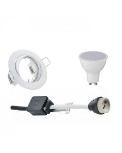 LED Spot Set - Trion - GU10 Fitting - Inbouw Rond - Mat Wit - 4W - Helder/Koud Wit 6400K - Kantelbaar Ø83mm