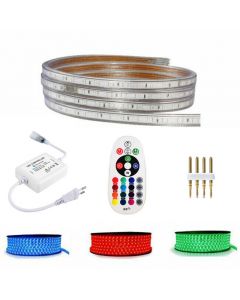 LED Strip Set - Smart Slimme LED Strip - 1 Meter - RGB Kleurverandering - Afstandsbediening - Dimbaar - Waterdicht IP65 - 230V