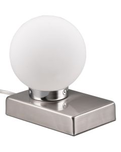 LED Tafellamp - Tafelverlichting - Trion Hotia - E27 Fitting - Rond - Mat Wit- Aluminium