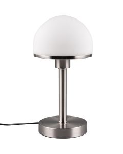 LED Tafellamp - Tafelverlichting - Trion Hotia - E27 Fitting - Rond - Mat Wit- Aluminium