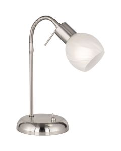 LED Tafellamp - Trion Besina - E14 Fitting - Flexibele Arm - Rond - Mat Nikkel - Aluminium