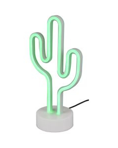 LED Tafellamp - Trion Cactus - 1W - USB - Rond - Mat Wit - Kunststof