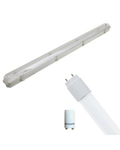 LED TL Armatuur met T8 Buis Incl. Starter - Aigi Hari - 120cm Enkel - 16W - Helder/Koud Wit 6400K - Waterdicht IP65