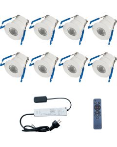 LED Veranda Spot Verlichting 6 Pack - 1W - Warm Wit 3000K - Inbouw - Rond - Mat Wit - Aluminium - Ø31mm