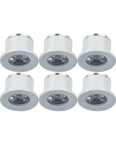 LED Veranda Spot Verlichting 6 Pack - 1W - Natuurlijk Wit 4000K - Inbouw - Dimbaar - Rond - Mat Wit - Aluminium - Ø31mm