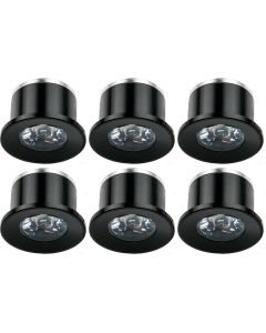 LED Veranda Spot Verlichting 6 Pack - 1W - Natuurlijk Wit 4000K - Inbouw - Rond - Mat Zwart - Aluminium - Ø31mm