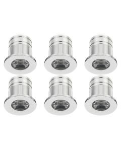 LED Veranda Spot Verlichting 6 Pack - 1W - Warm Wit 3000K - Inbouw - Rond - Mat Wit - Aluminium - Ø31mm