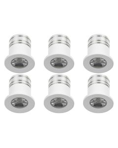 LED Veranda Spot Verlichting 6 Pack - 1W - Warm Wit 3000K - Inbouw - Rond - Mat Wit - Aluminium - Ø31mm