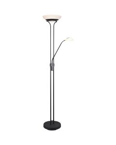 LED Vloerlamp - Trion Orsan - 31W - Warm Wit 3000K - Dimbaar - Rond - Mat Zwart - Aluminium