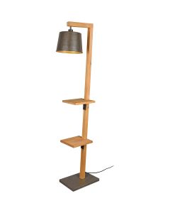 LED Vloerlamp - Trion Rodano - E27 Fitting - Rond - Mat Bruin - Hout