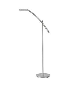 LED Vloerlamp - Trion Veroni - 12W - Warm Wit 3000K - Dimbaar - Rechthoek - Mat Nikkel - Aluminium