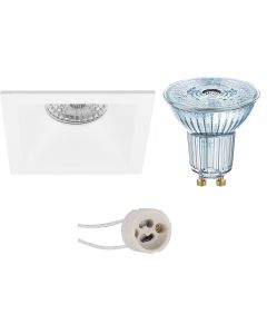 OSRAM - LED Spot Set - Parathom PAR16 927 36D - Pragmi Pollon Pro - GU10 Fitting - Dimbaar - Inbouw Vierkant - Mat Wit - 3.7W - Warm Wit 2700K - Verdiept - 82mm