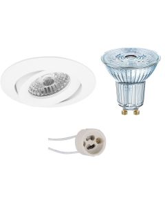 OSRAM - LED Spot Set - Parathom PAR16 927 36D - Pragmi Uranio Pro - GU10 Fitting - Dimbaar - Inbouw Rond - Mat Wit - 3.7W - Warm Wit 2700K - Kantelbaar - Ø82mm