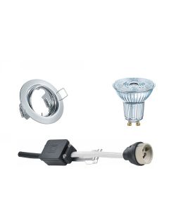 OSRAM - LED Spot Set - Parathom PAR16 930 36D - GU10 Fitting - Dimbaar - Inbouw Rond - Glans Chroom - 5.5W - Warm Wit 3000K - Kantelbaar Ø83mm