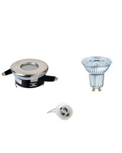 OSRAM - LED Spot Set - Parathom PAR16 930 36D - GU10 Fitting - Waterdicht IP65 - Dimbaar - Inbouw Rond - Mat Chroom - 3.7W - Warm Wit 3000K - Ø82mm