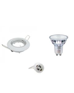 PHILIPS - LED Spot Set - MASTER 927 36D VLE DT - GU10 Fitting - Dimbaar - Inbouw Rond - Glans Wit - 3.7W - Warm Wit 2700K - Kantelbaar Ø90mm