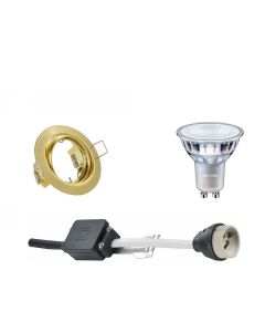 PHILIPS - LED Spot Set - MASTER 927 36D VLE DT - GU10 Fitting - Dimbaar - Inbouw Rond - Mat Goud - 4.9W - Warm Wit 2700K - Kantelbaar Ø83mm