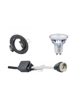 PHILIPS - LED Spot Set - MASTER 927 36D VLE DT - GU10 Fitting - Dimbaar - Inbouw Rond - Mat Zwart - 3.7W - Warm Wit 2700K - Kantelbaar Ø83mm