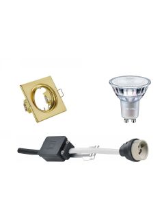 PHILIPS - LED Spot Set - MASTER 927 36D VLE DT - GU10 Fitting - Dimbaar - Inbouw Vierkant - Mat Goud - 3.7W - Warm Wit 2700K - Kantelbaar 80mm