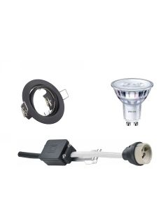 PHILIPS - LED Spot Set - SceneSwitch 827 36D - GU10 Fitting - Dimbaar - Inbouw Rond - Mat Zwart - 1.5W-5W - Warm Wit 2200K-2700K - Kantelbaar Ø83mm