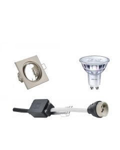 PHILIPS - LED Spot Set - SceneSwitch 827 36D - GU10 Fitting - Dimbaar - Inbouw Vierkant - Mat Nikkel - 1.5W-5W - Warm Wit 2200K-2700K - Kantelbaar 80mm