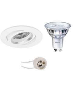 PHILIPS - LED Spot Set - SceneSwitch 827 36D - Pragmi Aerony Pro - GU10 Fitting - Dimbaar - Inbouw Rond - Mat Wit - 1.5W-5W - Warm Wit 2200K-2700K - Kantelbaar - Ø82mm