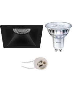 PHILIPS - LED Spot Set - SceneSwitch 827 36D - Pragmi Pollon Pro - GU10 Fitting - Dimbaar - Inbouw Vierkant - Mat Zwart - 1.5W-5W - Warm Wit 2200K-2700K - Verdiept - 82mm