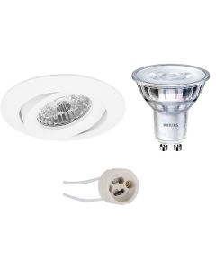 PHILIPS - LED Spot Set - SceneSwitch 827 36D - Pragmi Uranio Pro - GU10 Fitting - Dimbaar - Inbouw Rond - Mat Wit - 1.5W-5W - Warm Wit 2200K-2700K - Kantelbaar - Ø82mm