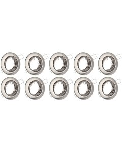 Spot Armatuur 10 Pack - GU10 Fitting - Inbouw Rond - Mat Chroom Aluminium - Kantelbaar Ø90mm