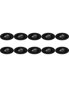 Spot Armatuur 10 Pack - Pragmi Alpin Pro - GU10 Fitting - Inbouw Rond - Mat Zwart - Aluminium - Kantelbaar - Ø92mm