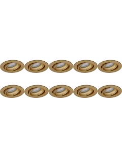 Spot Armatuur 10 Pack - Pragmi Delton Pro - GU10 Fitting - Inbouw Rond - Mat Goud - Aluminium - Kantelbaar - Ø82mm