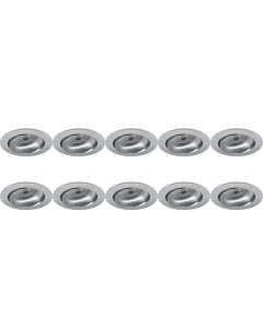 Spot Armatuur 10 Pack - Pragmi Delton Pro - GU10 Fitting - Inbouw Rond - Mat Zilver - Aluminium - Kantelbaar - Ø82mm