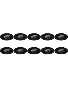 Spot Armatuur 10 Pack - Pragmi Delton Pro - GU10 Fitting - Inbouw Rond - Mat Zwart - Aluminium - Kantelbaar - Ø82mm