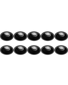 Spot Armatuur 10 Pack - Pragmi Zano Pro - GU10 Fitting - Inbouw Rond - Mat Zwart - Aluminium - Kantelbaar - Ø93mm