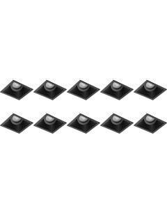 Spot Armatuur 10 Pack - Pragmi Zano Pro - GU10 Fitting - Inbouw Vierkant - Mat Zwart - Aluminium - Kantelbaar - 93mm