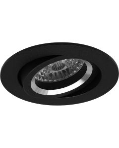 Spot Armatuur GU10 - Pragmi Aerony - Inbouw Rond - Mat Zwart - Aluminium - Kantelbaar - Ø82mm