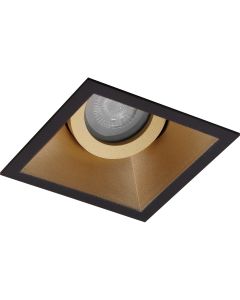 Spot Armatuur GU10 - Pragmi Zano Pro - Inbouw Vierkant - Mat Zwart/Goud - Aluminium - Kantelbaar - 93mm