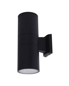 Tuinverlichting / Buitenverlichting / Buitenlamp / Wandlamp Rond Mat Zwart 30x17.3cm Modern Aluminium/Glas E27 IP44 Dubbel