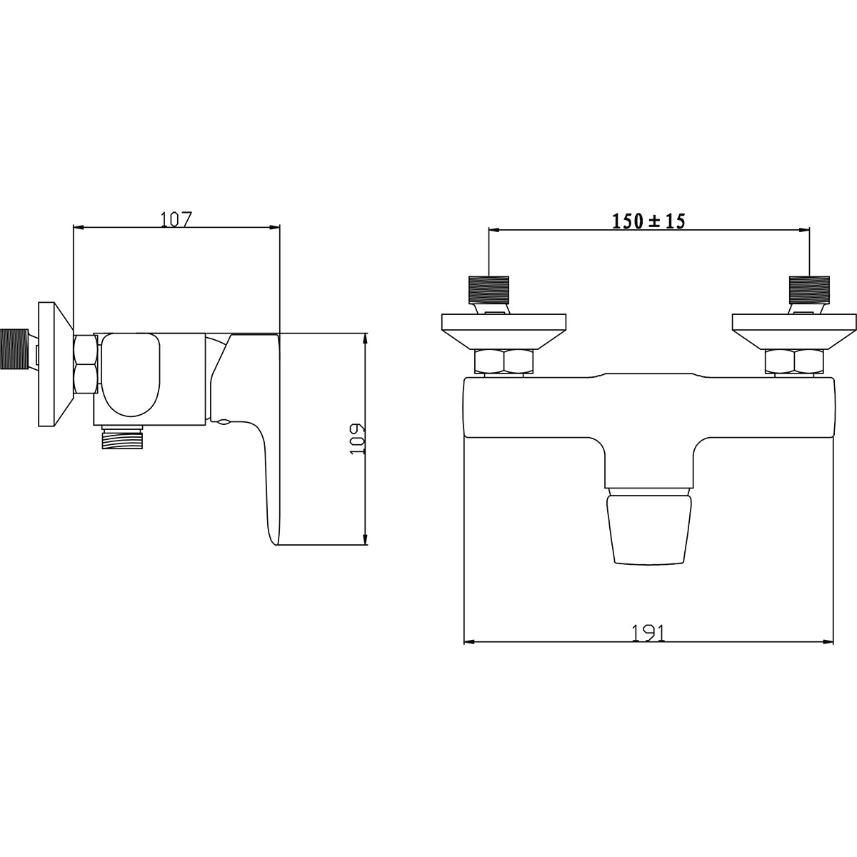 Duschmischbatterie - Leoni Frin - Wassersparend - Matt Schwarz