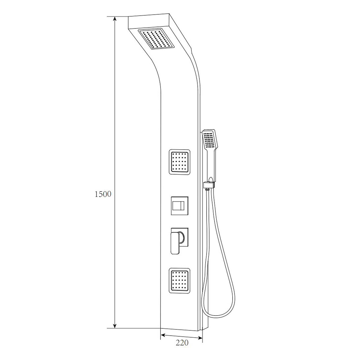 Duschpaneel - Duschsäule - Duschsystem - Leoni Krim - 150x22cm - Thermostatisch - Edelstahl - Bambus