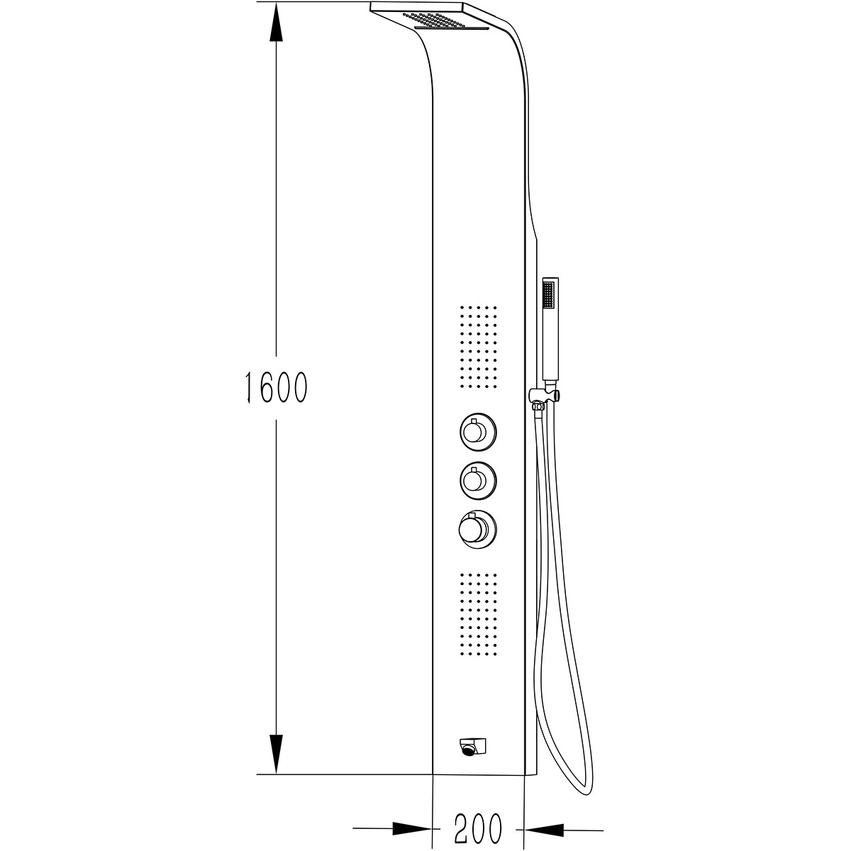 Duschpaneel - Duschsäule - Duschsystem - Leoni Santi - 160x20cm - Thermostatisch - Edelstahl - Chrom