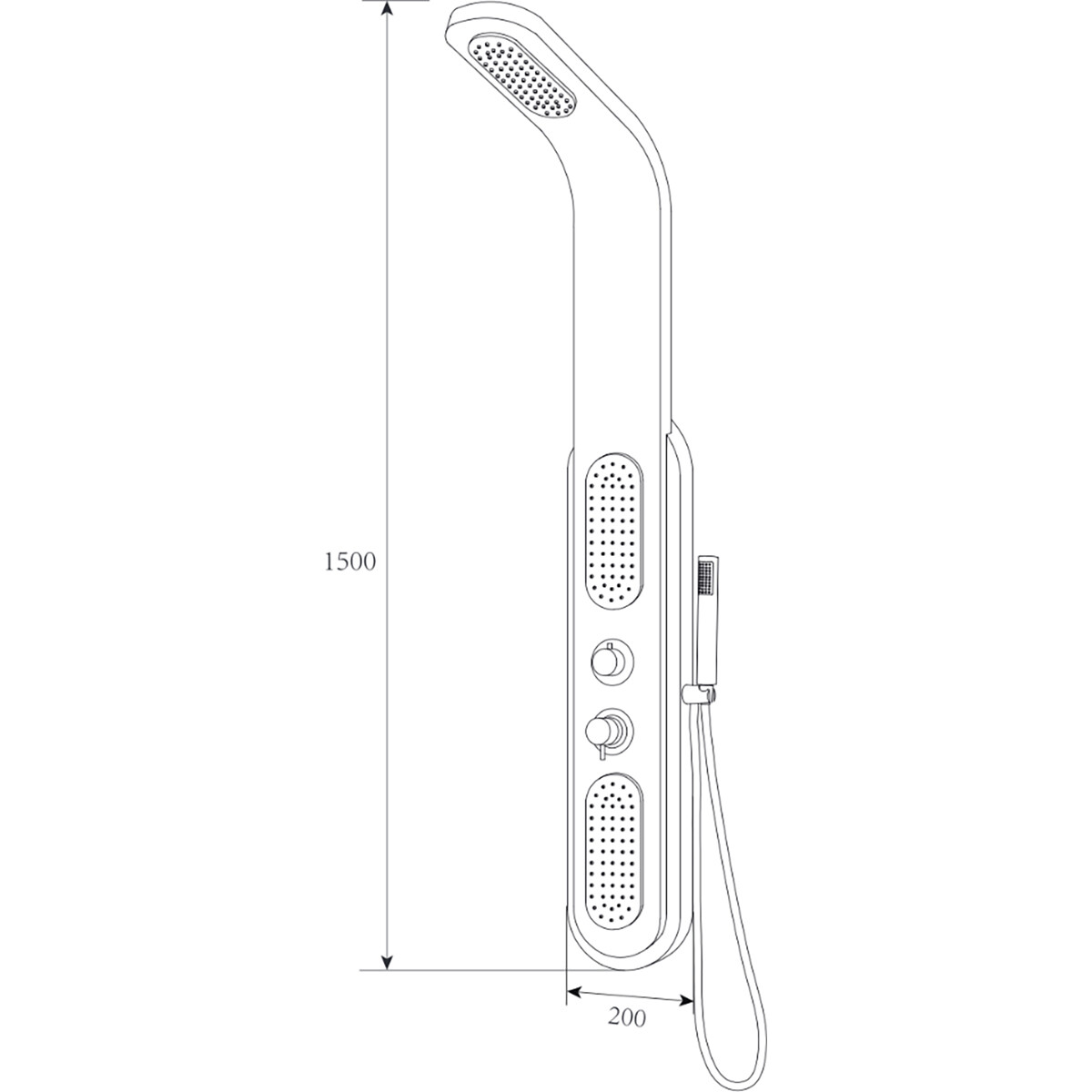 Duschpaneel - Duschsäule - Duschsystem - Leoni Sinty - 150x20cm - Thermostatisch - Edelstahl - Bambus