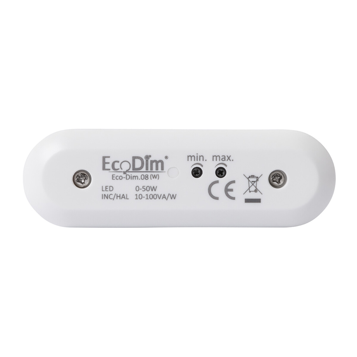 EcoDim - LED-Kabeldimmer - ECO-DIM.08 - Phasenabschnittdimmer RC - Einzeltaste - 0-50W - Weiß