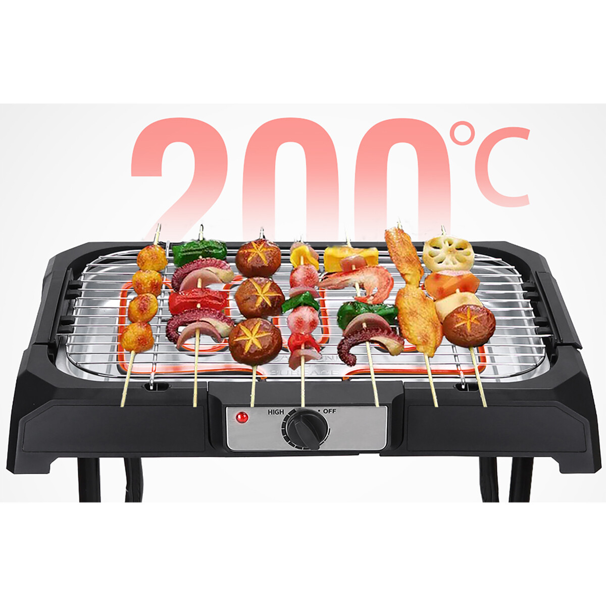 Elektrischer Grill - Aigi Livra - 2000 Watt - Schwarz