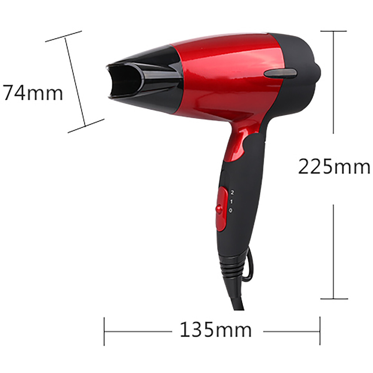 Fön - Aigi Lirindo - Reisehaartrockner - Zusammenklappbarer Griff - 1400 Watt - Schwarz/Rot